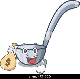 Avec de l'argent dans les poches de sac forme un caractère Illustration de Vecteur