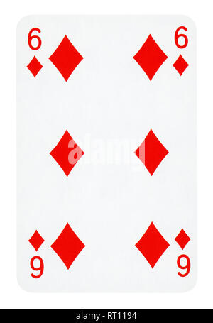 Six de carreau carte à jouer - isolated on white (chemin inclus) Banque D'Images