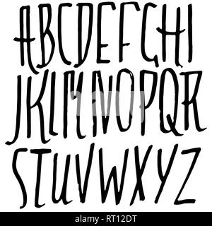 De simples lettres de l'alphabet. Grunge Handdrawn font d'encre. Vector illustration. Illustration de Vecteur