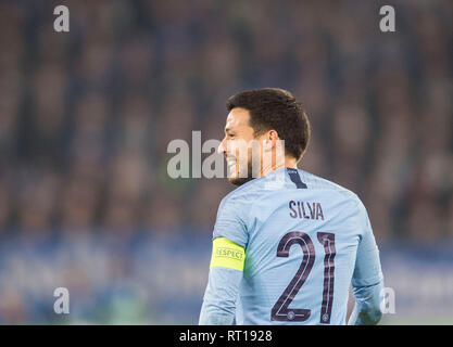 Gelsenkirchen, Allemagne. Feb 20, 2019. David SILVA (ManCity) de la Ligue des Champions de football final huitième Première étape, le FC Schalke 04 (GE) - Manchester City (ManCity) 2 : 3, le 20/02/2019 à Gelsenkirchen, Allemagne. Utilisation dans le monde entier | Credit : dpa/Alamy Live News Banque D'Images