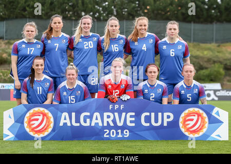 27-02, 8400-421-2019 , Bela Vista Stade Municipal, Algarve Cup 2019, le Canada - Islande (femmes), l'Islande l'équipe pendant le match Canada - Islande (femmes) Banque D'Images