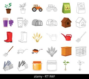 ,Accessoires,agriculture,rucher nichoir,boots,peut,caricature,contours,Culture,collection,design,oreilles,agriculture,ferme,jardin,raisin,gants,,gris,serre,miel,horticulture,illustration,icône,isolé,jus,terrain,logo,moulin,fourche,plantes,caoutchouc,set,graines,outils,signe symbole,tracteur,arrosage,web,blé,brouette,vecteurs vecteur , Illustration de Vecteur