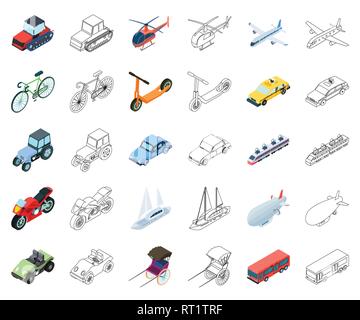 ,Air,avion dirigeable,art,location,bus, voiture,panier,caricature,collection,plan,design,divers,golf,icône,hélicoptère,illustration,isolé,logo,isométrique,moto,circulation,rickshaw,route,mer,scooter,set,signe symbole,taxi,technique,suivi,tracteur,train,transport,transport,camion,type,véhicule,web,location,vecteurs vecteur , Illustration de Vecteur