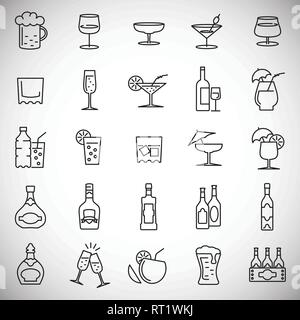 Ligne boissons icons set sur fond blanc pour la conception graphique et web, simple signe vecteur moderne. Concept de l'Internet. Symbole à la mode pour la conception de site web site web application mobile ou bouton. Illustration de Vecteur