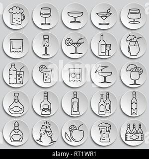 Ligne boissons icons set sur arrière-plan de paltes graphique et web design, modernes, simples vector signe. Concept de l'Internet. Symbole à la mode pour la conception de site web site web application mobile ou bouton. Illustration de Vecteur