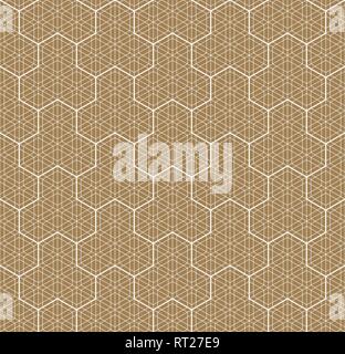 Traditionnel sans ornement japonais géométrique.La couleur d'or blanc et l'arrière-plan des lignes de la couche moyenne.et les lignes fines.modèle à deux niveaux. Illustration de Vecteur