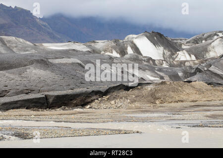 Gletscherzunge Getscherfluß Gletscher,,, Gletscherfluss, Skaftafellsjökull, le parc national de Skaftafell, Vatnajökull-Nationalpark, Südosten Island. Glaci Banque D'Images