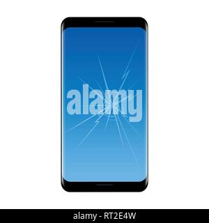 Smartphone moderne avec écran cassé illustration vecteur EPS10 Illustration de Vecteur