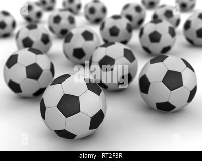 Tas de ballons de soccer. Image avec clipping path Banque D'Images