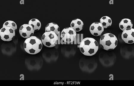 Tas de ballons de soccer. Image avec clipping path Banque D'Images