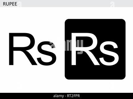 Rupee symbole de devise. Illustration noir et blanc. Illustration de Vecteur