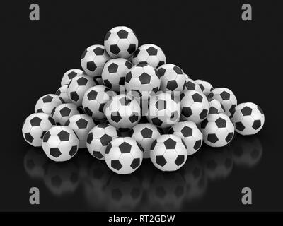 Tas de ballons de soccer. Image avec clipping path Banque D'Images