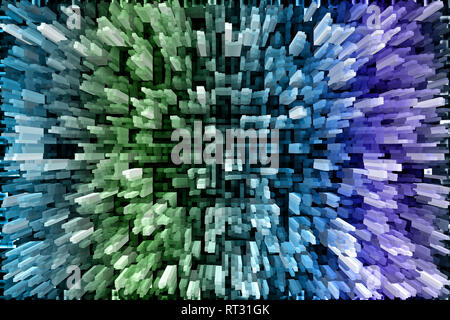 Bleu, vert et violet à motifs gelés avec effet extrude fantasy Banque D'Images