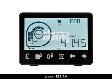 Compteur intelligent, Royaume-Uni. Un dispositif électronique pour l'enregistrement et le suivi de la consommation d'électricité dans la maison. Banque D'Images