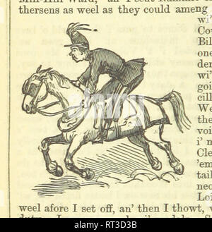 La hausse de l'homme une caricature de cheval Banque D'Images