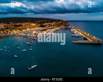 Mallorca, El Toro, Port Adriano à l'heure bleue, vue aérienne Banque D'Images