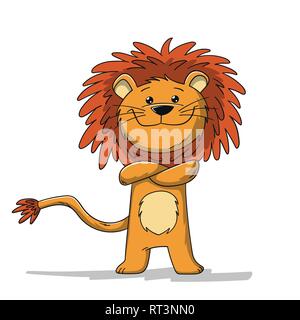 Cute cartoon lion. Isolé sur fond blanc. Illustration de Vecteur