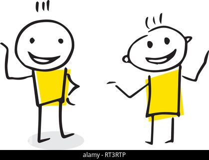 Deux personnes ayant une bonne conversation. Stick figure vector illustration. Illustration de Vecteur