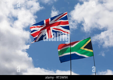 Le pavillon de l'Afrique du Sud et Royaume-Uni Union Jack flag Banque D'Images