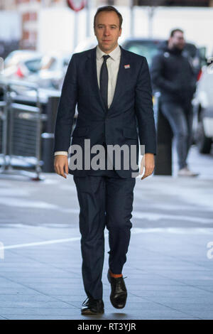 Les clients arrivant à la BBC pour l'Andrew Marr Show, London, UK Avec : Matt Hancock Où : London, Royaume-Uni Quand : 27 Jan 2019 Credit : Wheatley/WENN Banque D'Images