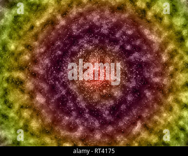 Jaune, vert et violet à motifs ronds abstrait arrière-plan avec effet artistique Banque D'Images