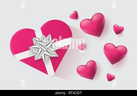 Fond d'écran festif décoré avec des coeurs et des cadeaux. Vector illustration Illustration de Vecteur