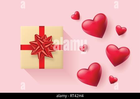 Fond d'écran festif décoré avec des coeurs et des cadeaux. Vector illustration Illustration de Vecteur