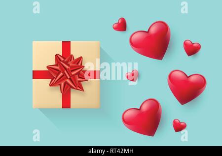 Fond d'écran festif décoré avec des coeurs et des cadeaux. Vector illustration Illustration de Vecteur