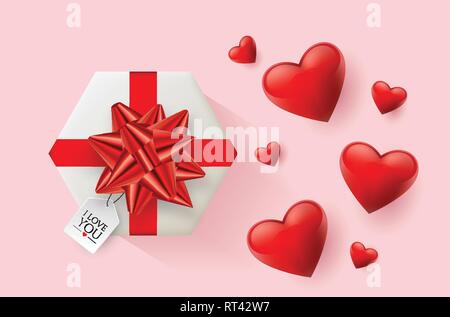 Fond d'écran festif décoré avec des coeurs et des cadeaux. Vector illustration Illustration de Vecteur