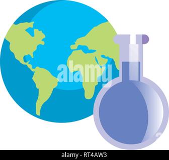 Carte du monde et de la science flask vector illustration Illustration de Vecteur