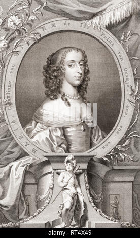 Mary, Princesse royale, la Princesse d'Orange, comtesse de Nassau, 1631 - 1660. Fille du roi Charles Ier d'Angleterre et son épouse Henrietta Maria de la France. Mère du roi Guillaume III d'Angleterre. À partir de l'édition 1813 des chefs d'illustres personnes de Grande-Bretagne, gravé par M. Houbraken et Monsieur la vertu de leur vie et de caractères. Banque D'Images