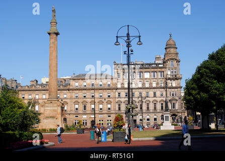 George Square et Walter Scott monument vue de Glasgow City Chambers, Ecosse, Royaume-Uni Banque D'Images