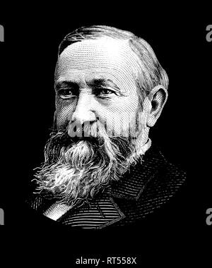 La conception de l'histoire politique des États-Unis du Président Benjamin Harrison. Banque D'Images