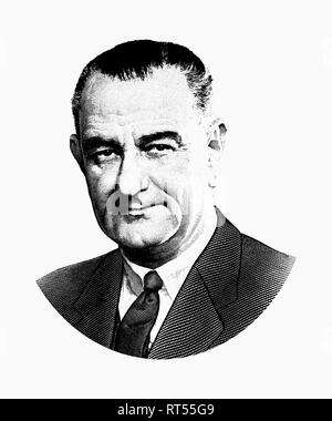 La conception de l'histoire politique des États-Unis du Président Lyndon Baines Johnson. Banque D'Images