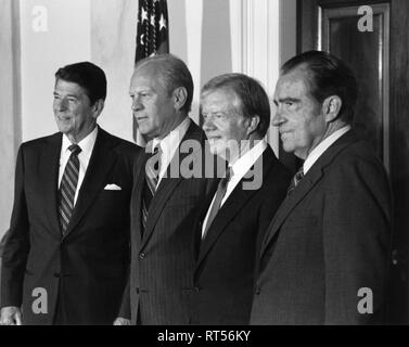 Présidents américains Ronald Reagan, Gerald Ford, Jimmy Carter et Richard Nixon. Banque D'Images