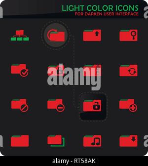 Facile dossier vecteur de couleur des icônes sur fond plus sombre pour la conception d'interface utilisateur Illustration de Vecteur