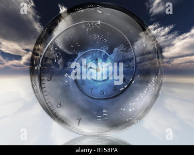 Spirale de temps à l'intérieur de boule de cristal. Banque D'Images