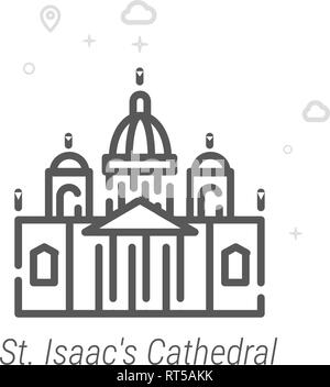 La Cathédrale Saint Isaac l'icône de la ligne du vecteur. Repères historiques Symbole, Pictogramme, signe. Résumé Arrière-plan géométrique de la lumière. Avc. modifiable Régler l Illustration de Vecteur
