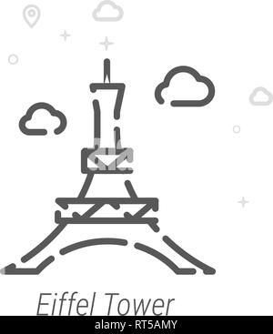 Tour Eiffel, Paris l'icône de la ligne du vecteur. Repères historiques Symbole, Pictogramme, signe. Résumé Arrière-plan géométrique de la lumière. Avc. modifiable Ligne de réglage Illustration de Vecteur