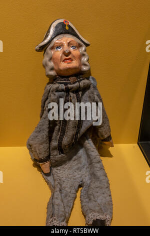 Un Punch et Judy marionnette dans le York Castle Museum, York, Yorkshire, UK. Banque D'Images