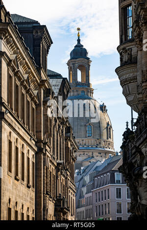 Allemagne, Dresde, en vue de l'église Notre Dame Banque D'Images