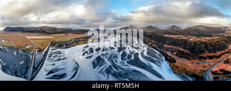 L'Islande, la rivière Skeidara glacier, rivière, vue panoramique Banque D'Images