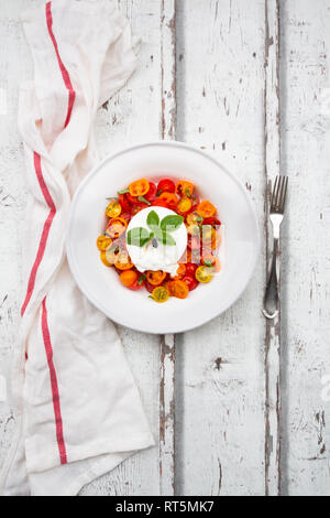 Assiette de salade de tomates avec Burrata Banque D'Images