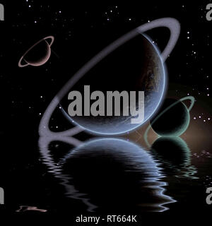 Réflexion et planètes eaux Banque D'Images