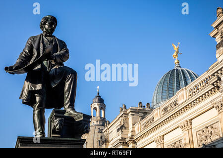 Allemagne, Dresden, monument de Gottfried Semper et l'académie des beaux-arts Banque D'Images