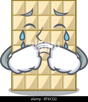 Pleurer le chocolat blanc sur la table de bois mascotte Illustration de Vecteur