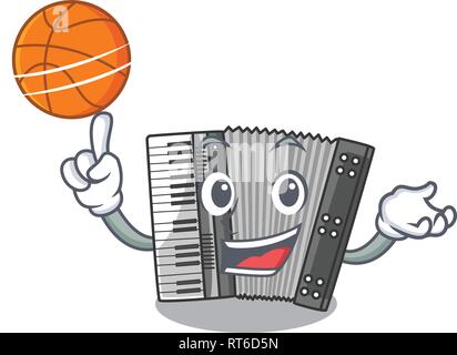 Avec le basket-ball en fonction de caricatures dans le salon de musique Illustration de Vecteur