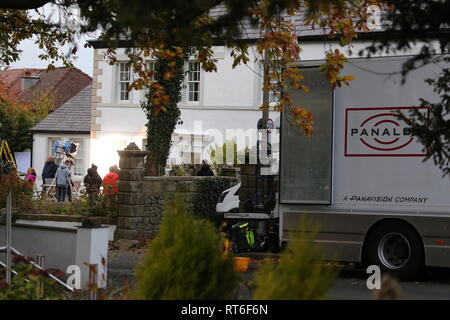 Le tournage d'une scène du drame ITV La Baie en Hest Banque. Banque D'Images