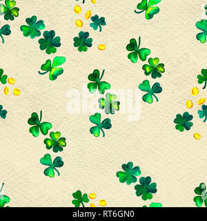 Arrière-plan dessiné à la main transparente avec les symboles de la fête de saint Patrick Banque D'Images
