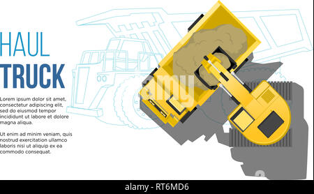 concept de machine extra-robuste, gros camion de transport pour le charbon exploitation minière avec shadow illustratiuon meilleur pour le web et la présentation Banque D'Images